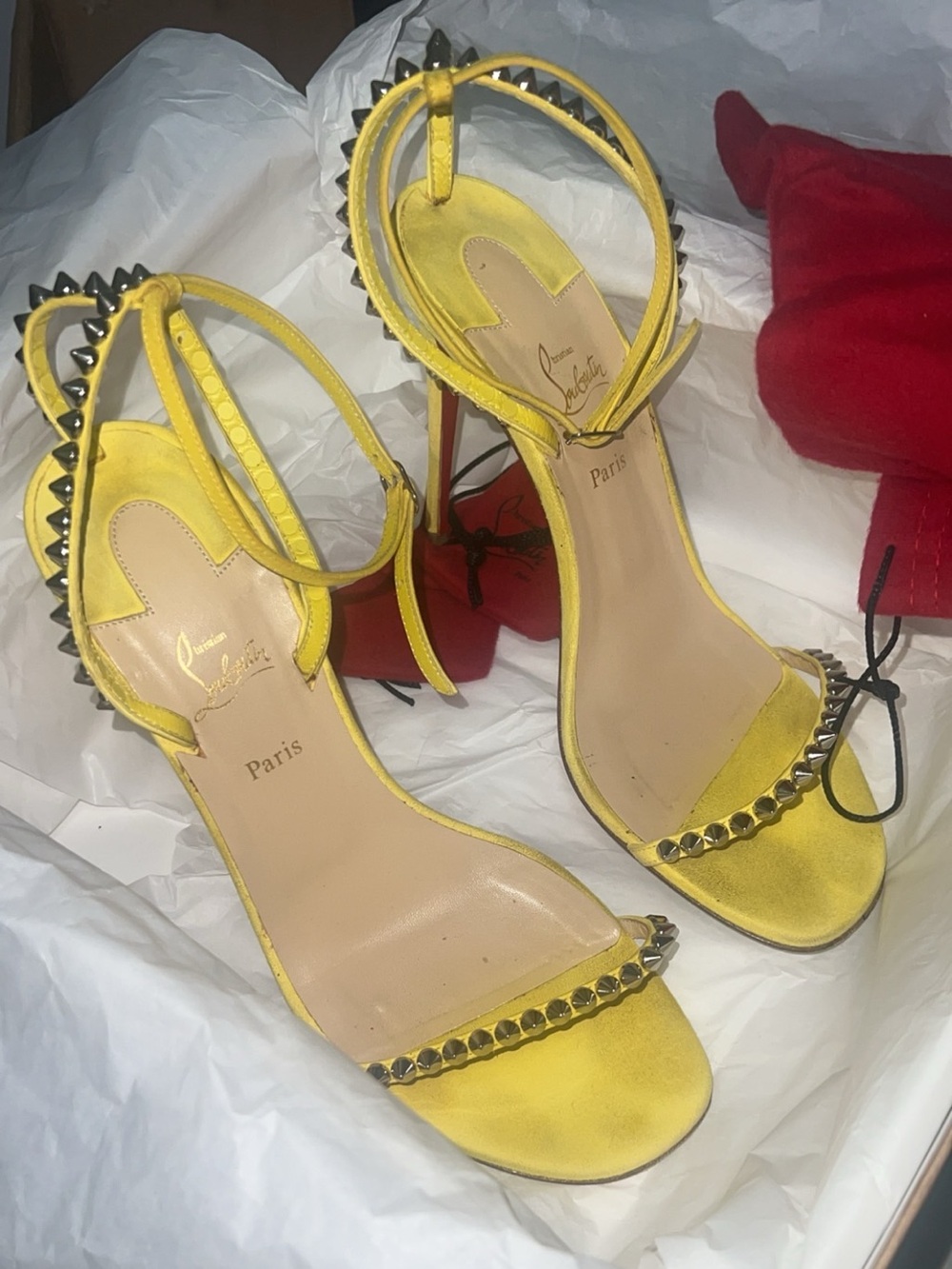 Christian Louboutin Yellow Studded Stiletto Sandals